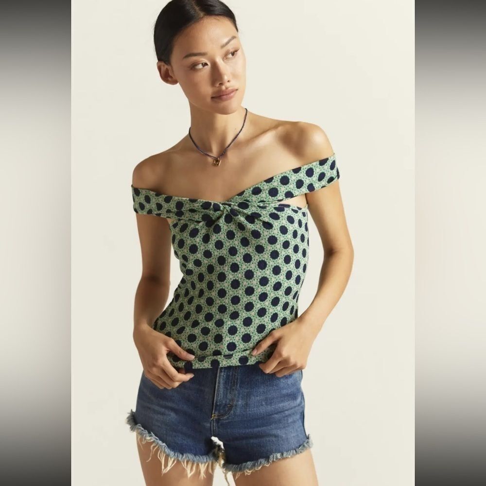 Anthropologie Maeve Off-The-Shoulder Polka Dot Top M Y2K